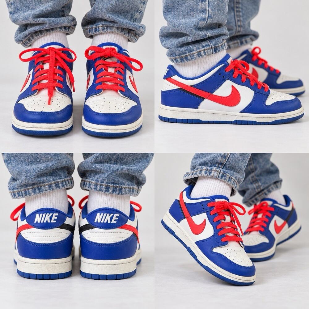 Nike Dunk Low GS Game Royal Bright Crimson 5Y Youth CW1590-104 Sneakers